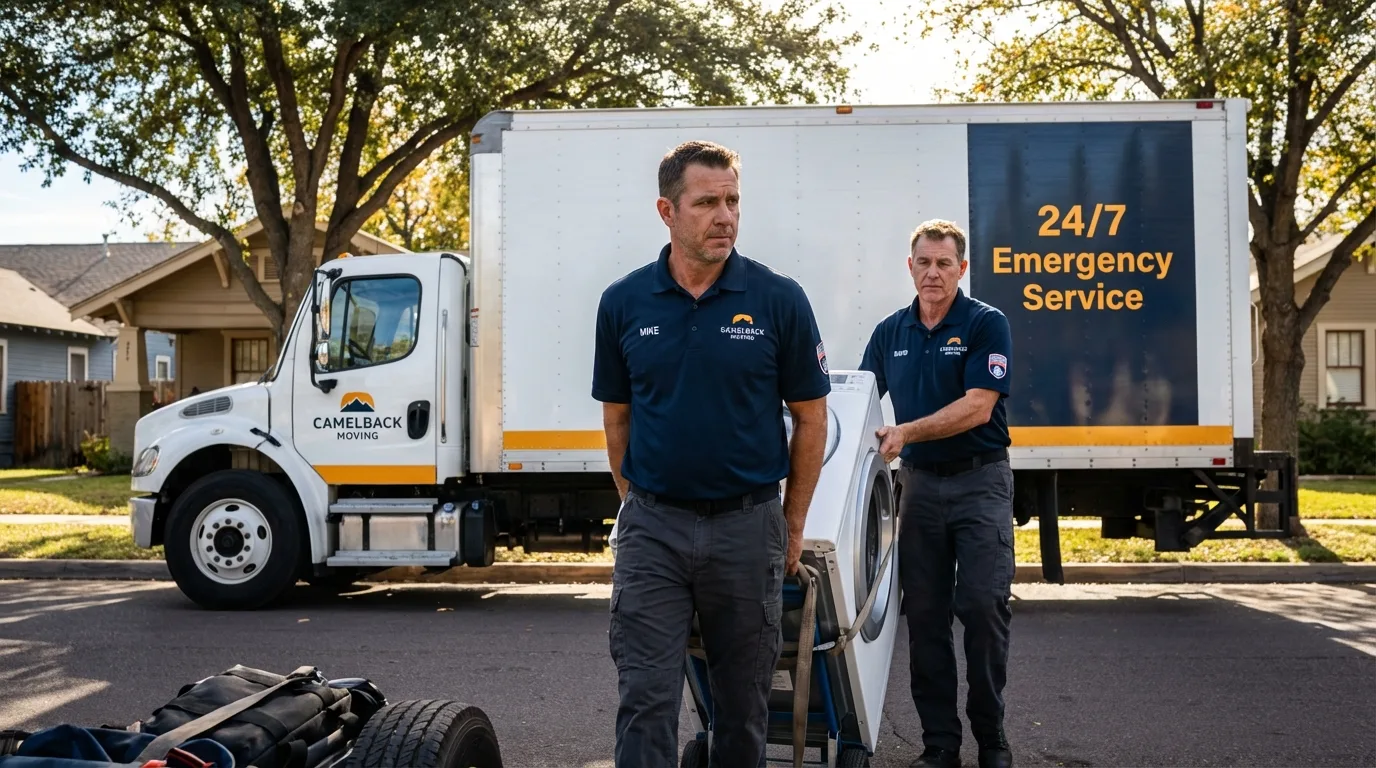 CamelBack Moving crew loading furniture in Bloomington, CA